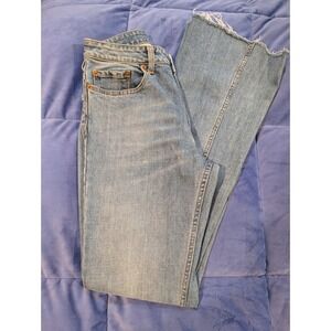 Melville Jeans Women 40 Medium Wash Blue High Rise Raw Hem Straight Leg Denim